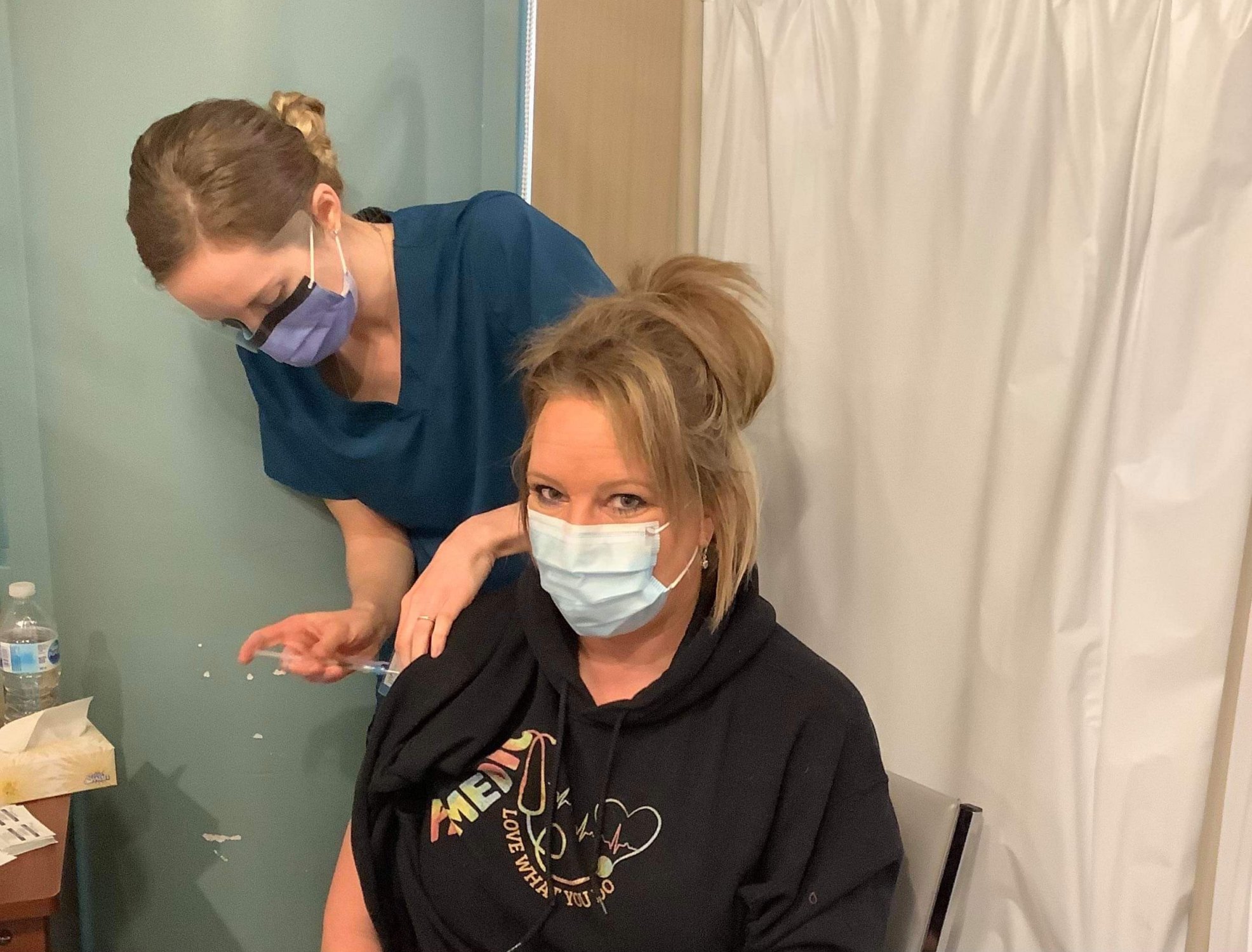 Healthcare workers getting vaccine