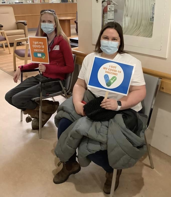 Healthcare workers getting vaccine